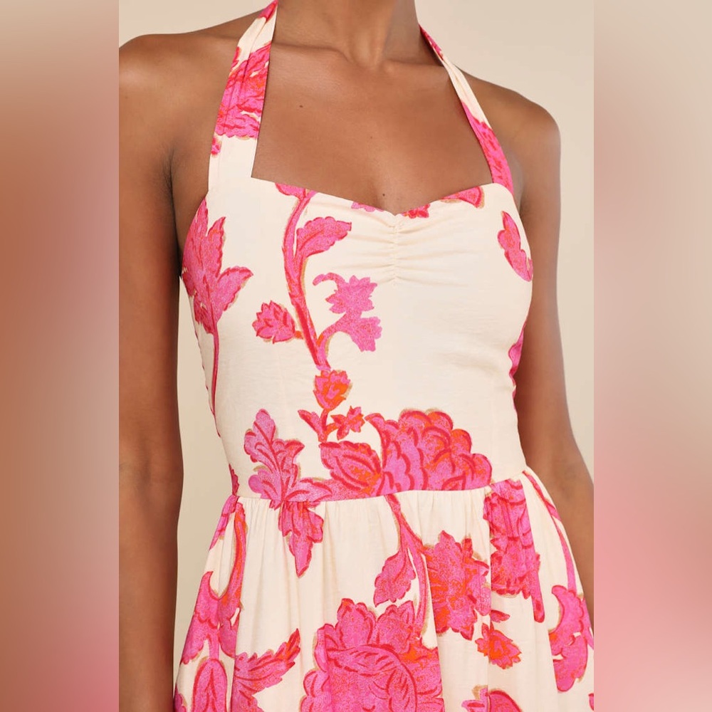 Lulu's Pink Floral Maxi Dress - Picture 2 of 5